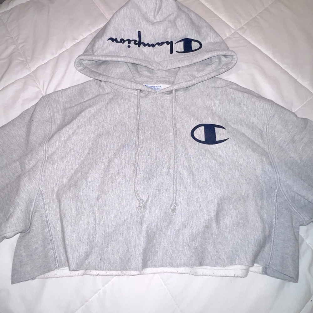 Champion Cropped Heather Gray Hoodie